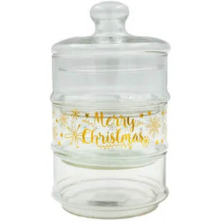 Keksdose aus Glas XMAS Vorratsdose Glasdose 12x23 cm - Keksglas Plätzchendose Bonbonglas
