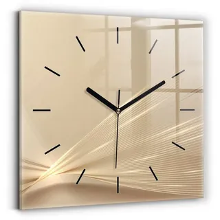 Tulup Wanduhr Glasuhr Abstraktes Licht Rechteckige Moderne Uhr aus Gehärtetem Glas schwarz 30 cm x 30 cm