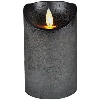 coen bakker LED Echtwachskerze Kerze Farbauswahl Timer flackernde Wachskerze Kerzen Batterie, Farbe:Anthrazit, Größe:12.5 cm