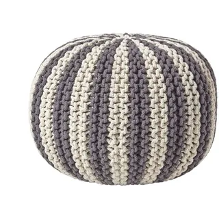 Homescapes Pouf Strick Textil 50 x 40 x 50 cm Grau