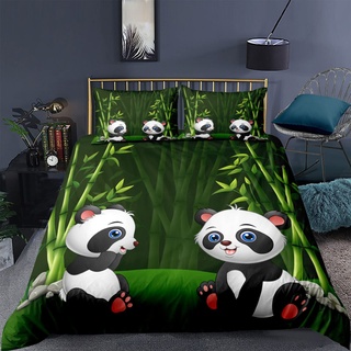 RFFLUX 3D Panda süß Tier Bettwäsche Set 135x200 cm 2teilig mit Reißverschluss Weiche und Angenehme Schlafkomfort Microfaser Bettbezug Kinderbettwäsche mit Kissenbezug 80x80 cm