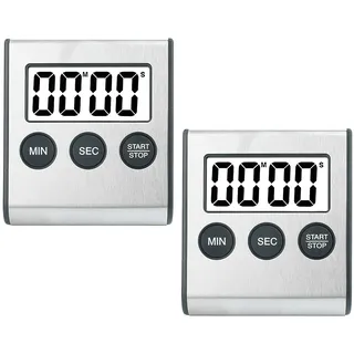 2 pcs Kurzzeitmesser Küchentimer Digital Timer Küchenwecker Stoppuhr digitaler Kurzzeitwecker mit Magnet Eieruhr Digital, Küchenuhr für Kochen Studium Sport Meeting Medikamente 6.5 x 1.4 x 7.0 cm