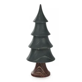 Kunstbaum Baum Massivholzbaum mit Stamm, Stufenform spitz, grün lasiert BxHxT, Dregeno Erzgebirge, Höhe 17 cm bunt