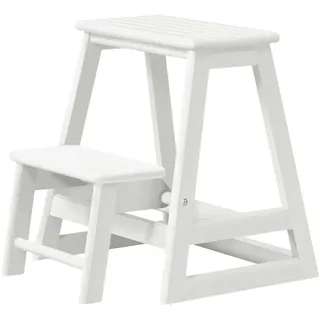 Gardenson Tritthocker Skala, Weiß Hochglanz, Holz, Mahagoni, vollmassiv, 45.5x49x38.5 cm, Pflegen, Babytoilette, Baby / Kinder Tritthocker