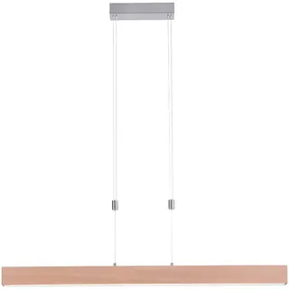 LED Pendelleuchte Holzdekor Hängelampe Esstisch Touchdimmer, Holzoptik Memory CCT, braun Stahl silber, 1x LED 30W 1600Lm 2700-5000K, HxLxB 160x110x5cm