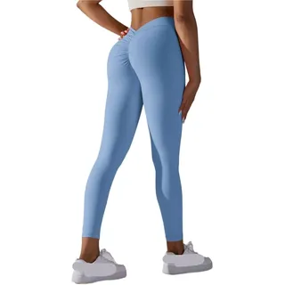 LIUHLFSR Yoga-Leggings, Rücken, V-Hintern, sexy Leggings, Damen-Yoga-Hosen, Fitness, Workout, Fitnessstudio, Lauf-Leggings, hohe Taille, aktive Kleidung Geeignet für Fitness, Yoga, Sport(Blue,S)