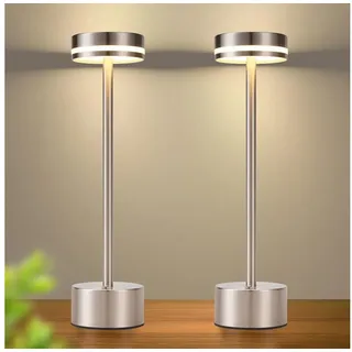 Nettlife LED Tischleuchte Modern Gold/Weiß/Schwarz/Silber Kabellose Nachttischlampe USB-C, Touch Dimmbar, LED fest integriert, Modern Tischlampe für Schlafzimmer Esszimmer Büro silberfarben