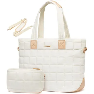 LOVEVOOK Shopper Tasche Damen, 15,6 Zoll Puffer Laptoptasche Handtasche | Leicht, groß, mit Abnehmbarer Schultergurt, Arbeitstasche Schultasche Lehrertasche, Bürotasche für Arbeit Büro Uni Reise