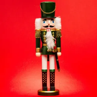 SIKORA NK-I Deko Nussknacker Figur aus Holz Verschiedene Motive 3 Größen, Größe:Höhe ca. 38 cm, Farbe/Modell:Soldat grün Weiss