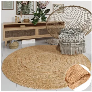 Wohnando Teppich MY-RUG Teppich Boho Circles, aus Jute & Baumwolle 300x300 cm,bunt, rund, Höhe: 10 mm, handgewebt, Natürliches Material, Boho-Stil, wendbar rund | 300 cm x 300 cm x 10 mm