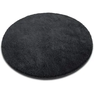 casa pura Badematte rund 120cm Dunkelgrau, Flauschiger Badezimmerteppich Shaggy, Badvorleger rutschfest, waschbar, Duschvorleger, Teppich Fußmatte für Badezimmer und Dusche
