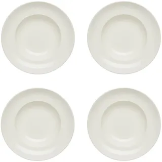 KHG 4er Set Pastateller, extra groß mit 30cm Durchmesser in weiß, perfekt für Gastro und Zuhause, hochwertiges Porzellan, Suppenteller, Salatteller, Spühlmaschinengeeignet