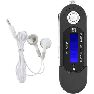 Digitaler MP3 Player, Tragbarer MP3-USB-Player mit LCD-Bildschirm und 32 GB Micro SD, FM-Radio, Sprachaufzeichnung, TF-Karte(Schwarz)