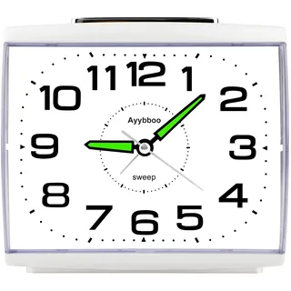 Ayybboo Wecker Analog Ohne Ticken,Seniorenwecker mit Schlummerfunktion,Nachtlicht,Lauter Alarm,Großes Zifferblatt Quarzwecker,Wecker Schlafzimmer