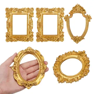 Alipis 5 Stücke Vintage Bilderrahmen Gold - Barock Fotorahmen Set für Fotoshooting Requisiten - Antik Stil Harzrahmen für Nagelkunst und Schmuck Display - Retro Dekoration für Zuhause