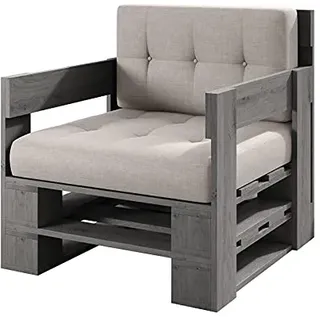 Lermowood Palettenmöbel Mp Sessel 80 x 80 x 40 cm Grau | Europaletten Indoor und Outdoor Lounge Gartenmöbel Holz Gartenmöbel Set Lounge Möbel Terrasse Balkon Loft Stil Paletten