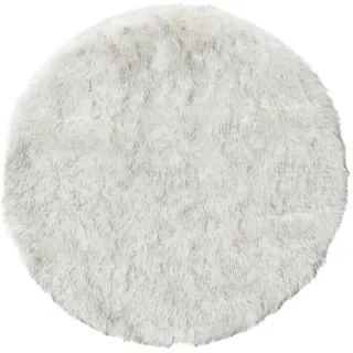 benuta Pop Waschbarer Hochflor Shaggyteppich Nanuk Schwarz/Weiß ø 80 cm rund - Bettvorleger für Schlafzimmer