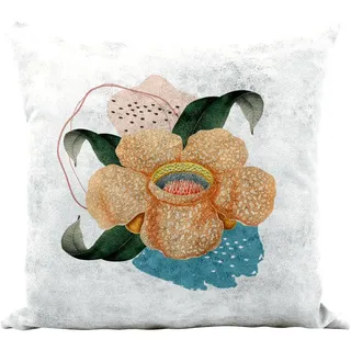 Fabulous Kissen aus Kunstleder, weiß, Rafflesia, seltene tropische Pflanzen, exotisch, Dschungel, minimalistisch, 40 x 40 cm, Leder-Haptik, inkl. Bezug und Kissen