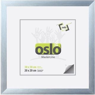 Oslo MasterLine Einzelrahmen »Bilderrahmen quadratisch Aluminium gebürstet 3 cm breit«, 30x30 silber Alu, Echtglas, Quadrat silberfarben 30 cm x 30 cm