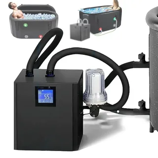 ZyKnaurral Eisbadkühler, 1/3 Ps Kaltwasserkühler Mit Externem Filter Und Pumpe, Isolierte Schläuche Verbessern Die Kühlleistung, Erholungswasserkühler Für Sportler DoublePumps