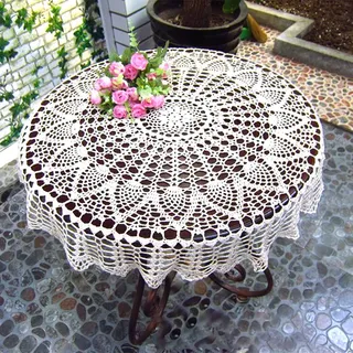 Handgemachte Gehäkelte Tischdecke Aus Baumwolle, Runde Vintage SpitzenTischdecke,handgefertigt,70/80cm,Häkeltischdecke,Für Küche Esszimmer Party Hochzeitsdekoration