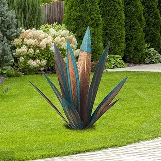 Tequila Rustikale Skulptur, Tequila blau, Tequila Home Decor Rustikale Skulptur Agave Pflanze in Meer Tal Basteln Ornamente Garten Garten Hof Externer Lachen Blau - 65 cm
