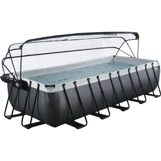 EXIT TOYS Black Leather Pool 540 x 250 x 122 cm inkl. Sandfilterpumpe, Abdeckung und Wärmepumpe