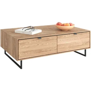 Livetastic Couchtisch, Eiche, Holz, Holzwerkstoff, Eiche, furniert, massiv, 2 Schublade(n) Schubladen, rechteckig, U-Form, 40x70x110.2 cm, einfacher Aufbau, Holzmöbel, Holztische, Couchtische Holz