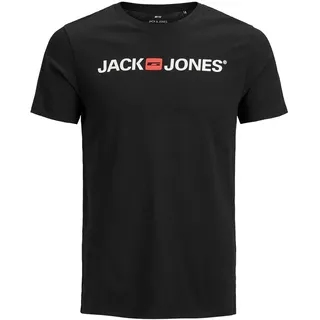 JACK & JONES Herren Designer Rundhals T-Shirt JJECORP Logo Übergrößen Kurzarm Jersey Plus +Size Shirt, Farben:Schwarz, Größe:7XL