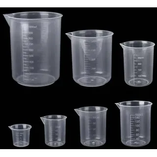 Messbecher Set, 7 Stück Measuring Cups, Kunststoff ML Messbecher | Messbecher 25ml 50ml 100ml 150ml 250ml 500ml 1000ml, mit Skala für Labor, Küche