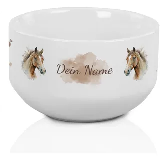 GRAZDesign Müslischale Pferd personalisiert Kinder & Erwachsene, Schüssel für Frühstück, Müsli, Suppe, Kindergeschirr mit Namen, Keramik