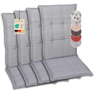 GO-DE Textil Bequeme und attraktive Polsterauflagen für Hochlehner-Gartenstühle (4er-Set, Struktur grau, Hochlehner)