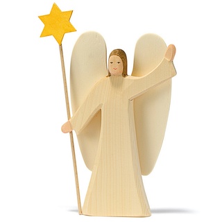 OSTHEIMER 4000 Engel mit Stern aus Holz Höhe 23,5cm inkl. Stern 27,5cm Jahresfeste Engel Weihnachtsengel