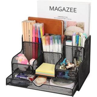 NUODWELL Aufbewahrungsbox Schreibtisch-Organizer mit Schubladen, Metall-Bürotablett schwarz