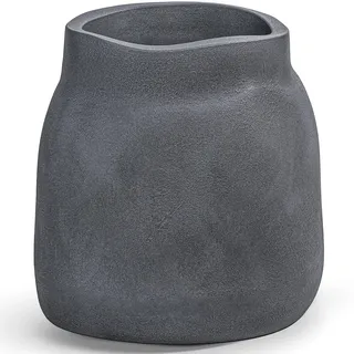 KONZEPT Pflanzkübel XXL in Betonoptik, 47 L, Ø 46 cm, 46 x 46 x 47 cm, Blumentopf groß für Innen & Außen, außergewöhnliche Geometrie, Drainage optional mit Stopfen, Grau