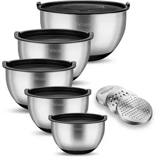 Edelstahl Schüssel Set 5 Stück mit Deckel 5L-1L Rührschüssel