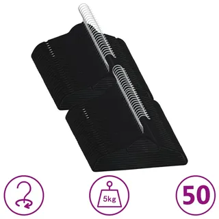 vidaXL Kleiderbügel Samt Schwarz 50 St.