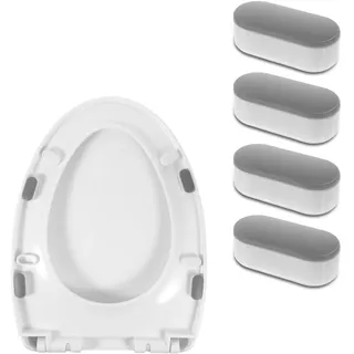 Grevosea WC-Sitz-Puffer 4 Stück, Puffer für WC Sitz, Stumm, Antikollision, Toilettensitz Stoßstangen, Grau, Minimalistisch, Rund