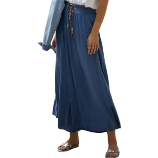 Och Bella Hosenrock Damen Lang mit hoher Taille - Aus extrem weichem, luftigem Material Hosen Damen - Lässige Hosen Damen High Waist Perfekt für die kommende Sommersaison (Blau, S) - S