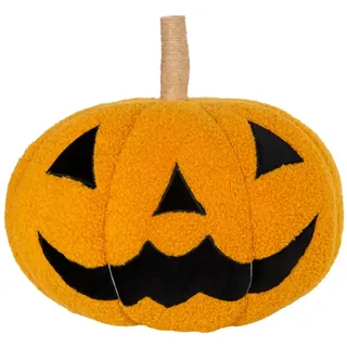 Grinsender Halloween Kürbis als Dekokissen Ø 34cm