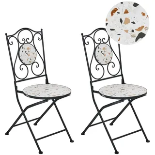 Outdoor-Set mit 2 Stühlen aus Metall im Vintage-Stil mit Terrazzo-Effekt-Tischpl