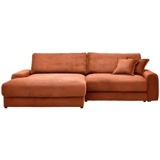 Carryhome Ecksofa, Terracotta, Kunststoff, 3-Sitzer, Füllung: Schaumstoff,Hohlfaser, Ottomane links, L-Form, 300x180 cm, Rücken echt, Wohnzimmer, Sofas & Couches, Wohnlandschaften, Ecksofas