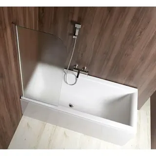 Aqualine VILMA Wannenabtrennung 600mm, Chrom, links, Mattglas - Silber