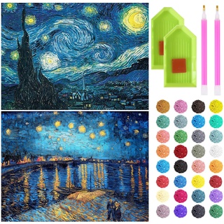 liziciti 2er-Pack Diamond Painting Kits für Erwachsene, berühmte Gemälde von Van Gogh Full Drill 5D Diamond Art, DIY Diamond Dots Gem Art