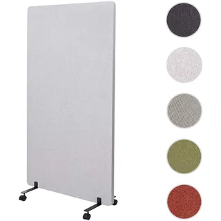 Akustik-Trennwand HWC-G77, Büro-Sichtschutz Raumteiler Pinnwand, doppelwandig rollbar Stoff/Textil ~ 147x80cm grau
