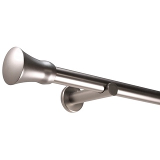 Deco-Raum Gardinenstange Kegel in Edelstahl-optik, Ø 25 mm, 1-läufig, Wunschmaßlänge, kürzbar, Bohren, verschraubt, Metall, Komplett-Set mit Montagematerial silberfarben Ø 25 mm x 250 cm