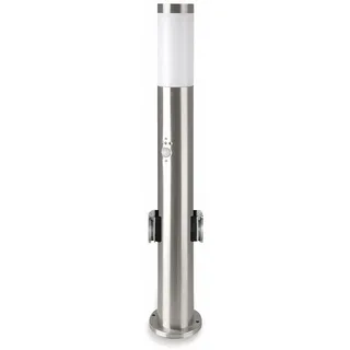V-TAC Poller-Außenleuchte VT-838, IP44, E27, PIR-Sensor, Steckdose, Edelstahl, 600mm - Silber