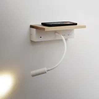 Wandlampe Schlafzimmer Bett Holz,Weiss Nachttischlampe Wand Mit Ladefunktion Typ