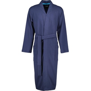 Cawö Home Herrenbademantel 816 Kimono Pique, Kimono, 100% Baumwolle, extraleicht blau S