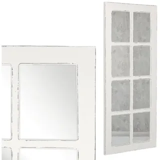LebensWohnArt Wandspiegel Landhaus Spiegel WINDOW Antik-Weiß 180x80cm Holzrahmen